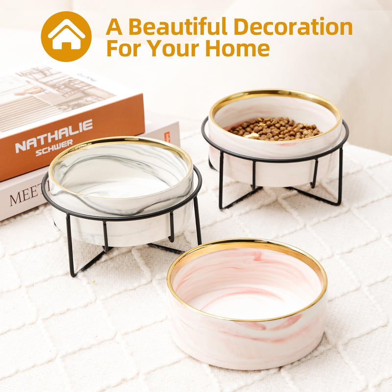 Dazzling Ceramic Elevated Cat Bowls, Dog Bowls, Pet bowls, Dog Cat Food Water Bowl, Raised Cat Food Bowls, Cat Bowls for Indoor, Dog Bowl stand, Pet bowl (Pink) Pink - PawsPlanet Australia
