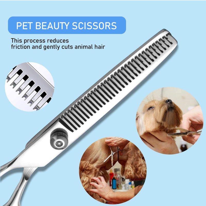 2 Pieces Dog Grooming Kit, Thinning Scissors Dog Grooming, Curved Dog Grooming Scissors, Dog Groomings Scissorss, Safety Scissor with Round Tip, 7 inch Stainless Steel Dog Scissor for Dogs Cats - PawsPlanet Australia
