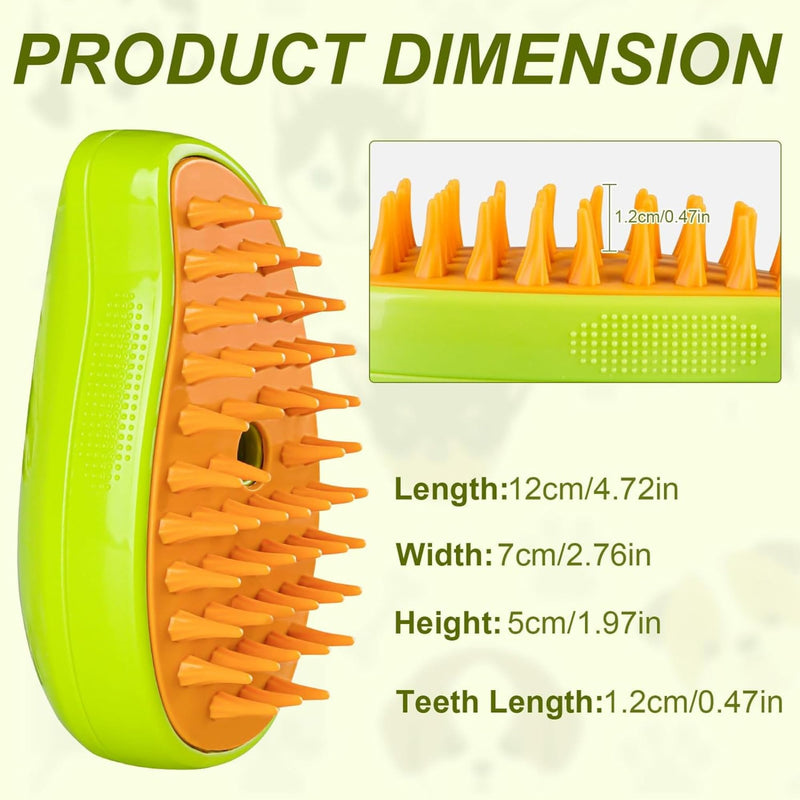 Cat Steam Brush 3 in 1, Silicone Massage Grooming & Pet Hair Remover, Spritz Defur Comb for Cats Dogs, Steamy Brush, Misting Pets Grooming Comb, Pet Hair Brushes Indoor Steamer by ALQMIA (Green) Green - PawsPlanet Australia