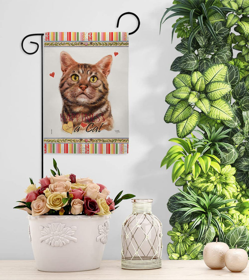 Breeze Decor American Short Hair Happiness Garden Flag-Set Mailbox Hanger Cat Kitten Meow Spoiled Paw Fur Pet Nature Farm Animal Creature House Banner Small Yard Gift Double-Sided, Made in USA - PawsPlanet Australia