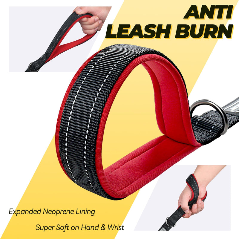 VIVAGLORY Dog Leash Lighthook Double Handle Dog Leash with Traffic Handle & Locking Carabiner for Walking & Training, Traffic Control Lightweight Carabiner for Puppy Pet, 5ft x 1in, Black Black with Carabiner Clip Leash (5 ft. x 1 in.) - PawsPlanet Australia