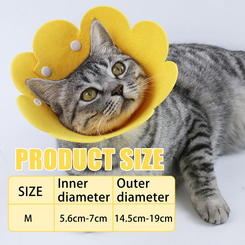 Adjustable Cat Recovery Collar, Soft Elizabethan Protective Cone for Cats After Surgery, Cute Sunflower Design, Comfortable Skin-Friendly EVA Collar to Prevent Licking Wounds (Fits 17-27cm Neck)