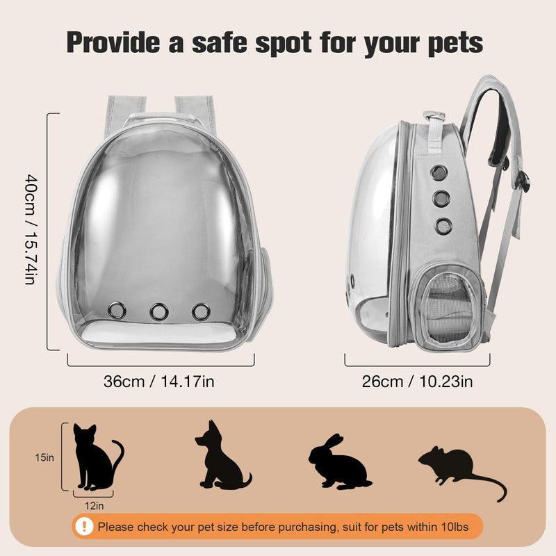 Cat Carrier Backpack, Pet Carrier Backpack Front Pack for Small Medium Cat Puppy Dog Carrier Backpack Bag Space Capsule, Airline-Approved Pet Carrier for Travel Hiking Walking Camping (Grey) Grey - PawsPlanet Australia