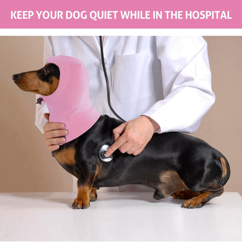 Dog Snood Neck and Ear Warmer, Noise Reduction Ear Muffs, Anxiety Relief and Calming Headwear for Noisy Environments, Pink M