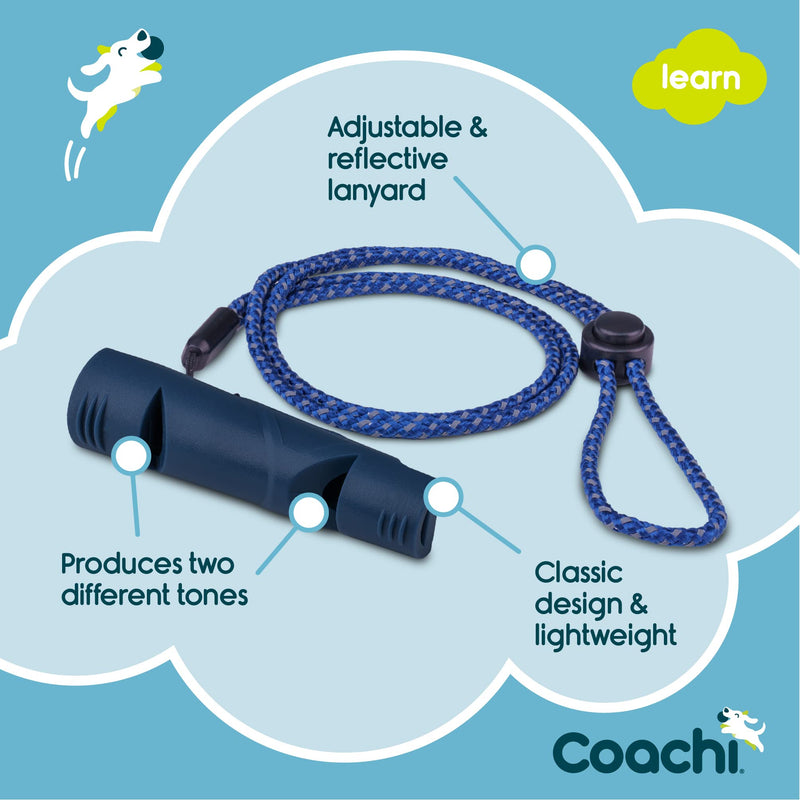Coachi Two Tone Whistle, Train Two Dogs, Train Different Commands, Tough Material, Adjustable Reflective Lanyard, Traditional, Recall Training, Lightweight & Compact, Dog and Puppy Training - PawsPlanet Australia