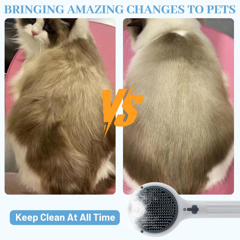 Pet Steam Brush for Dog & Cat, Steam Grooming Comb with Spray, Rechargeable Defur Tool, Steam for Shedding Hair Clean Hair Removal Comb Pet Grooming Kit (Steam Brush Kit) Steam Brush Kit - PawsPlanet Australia