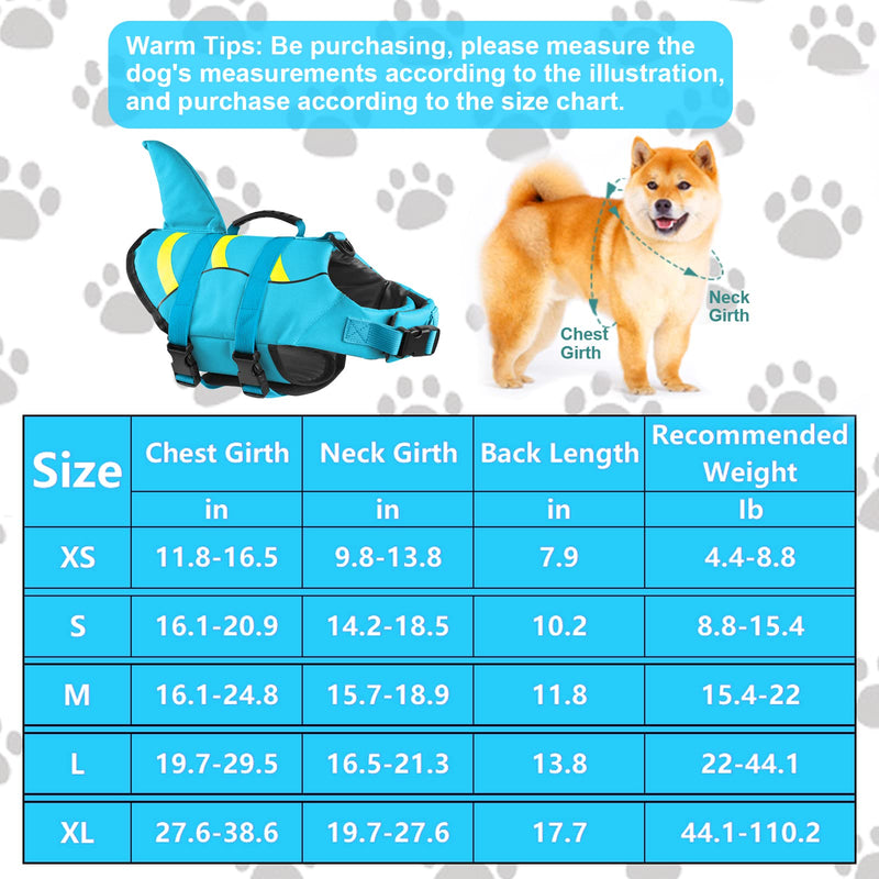Fragralley Shark Dog Life Jacket, Adjustable Dog Life Vest with Shark Fin, Suit for Small Medium Large Dog Life Vest for Swimming and Boating X-Small Blue-Wave Shark - PawsPlanet Australia