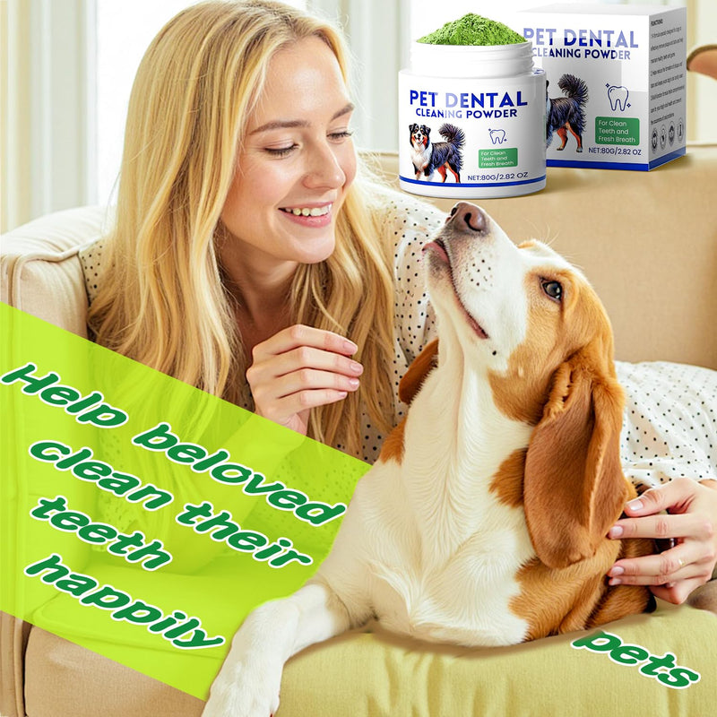 Mimo Style Dog Dental Powder, Dog Teeth Cleaning Powder, Targets Tartar & Reduces Plaque & Bad Breath - Teeth Cleaning Made Easy Eliminate - Meat-Flavored Formulated (Green) - PawsPlanet Australia