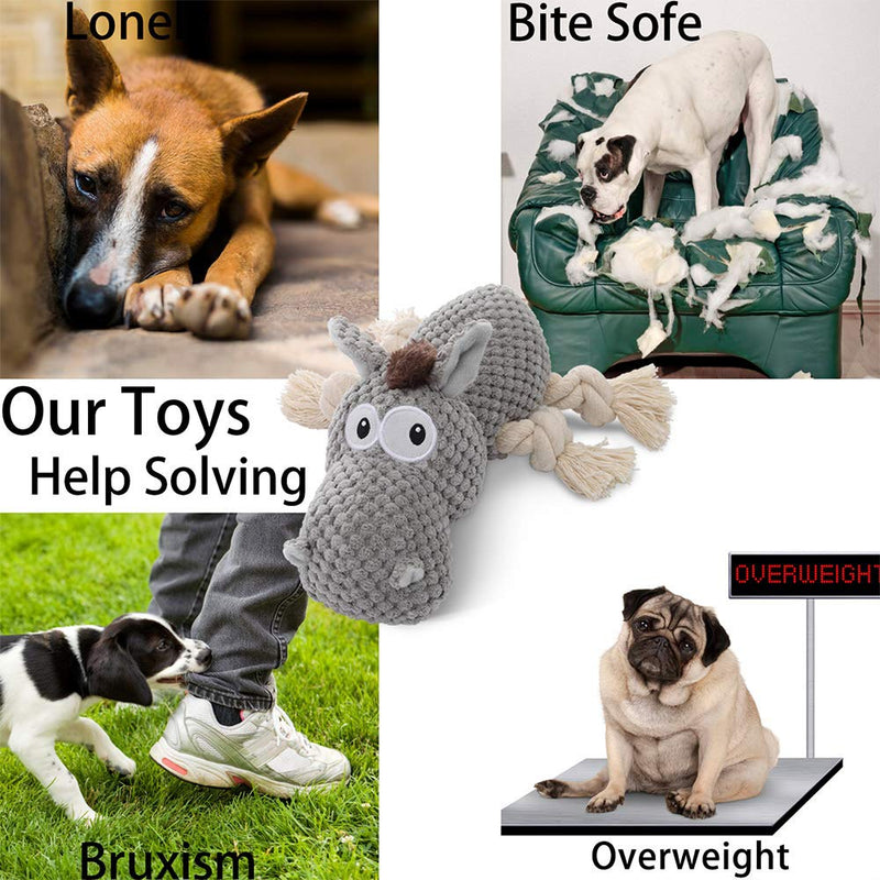 Dog Toy, Large Dog Squeaky Toys, Stuffed Animal Dog Plush Toy for Puppy, Small, Middle, Large Dogs (Donkey(Grey)) Donkey - PawsPlanet Australia