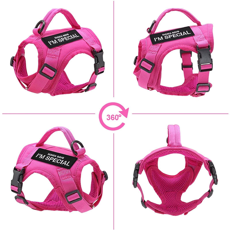 Forestpaw Cat Harness Escape Proof for Walking,Adjustable Cat Vest Harness with Soft Mesh Padded,Tactical Cat Harness with Control Handle,Molle Patches,Hot Pink Chest 12-17",Neck 8.0-12.5" Hot Pink