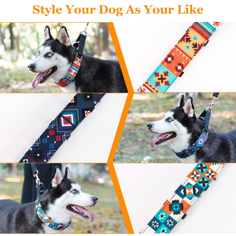 Mayerzon No Pull Dog Collar, Anti Pull Collars for Small Medium Large Dogs, Dog Training Collar with Printed Nylon Cover, Walking Collar with Carabiner and Adjustable Links Orange boho Small,2.5mm,15.7-Inch,10-14"Neck