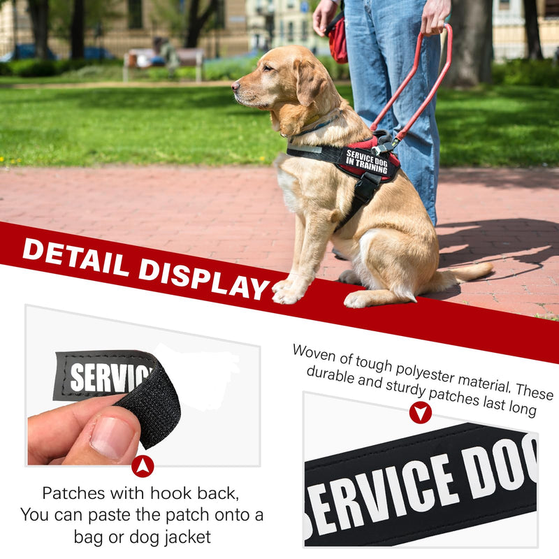 2Pack Service Dog Patches, Removable Vest Patch for Dogs, Dog Harness Patches with Hook Backing, Black, in Training-L L - PawsPlanet Australia