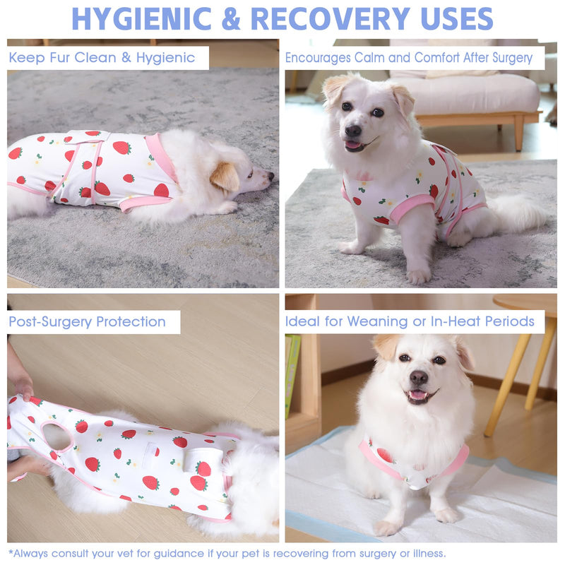 PET Glam Recovery Suit for Dogs Cats, After Surgery, Alternative E-Collar Dog CAT. PET Shirt Breathable Abdominal Wounds, Neuter Cotton, Prevent Licking Onesie Surgical (RED, S) RED Small