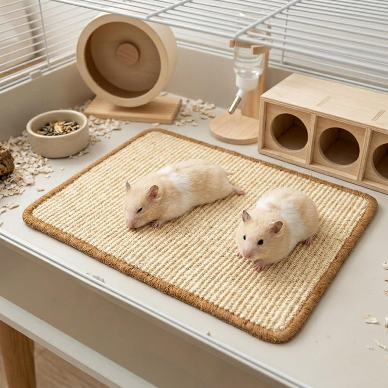 2 Pack Rabbit Scratching Mats with 8 Pcs Rug Grips, 15.7x23.6 Inch Sisal Bunny Scratch Pads for Cages, Claw & Teeth Care, Bedding for Biting, Sleeping & Resting - for Guinea Pigs & Small Pets - PawsPlanet Australia