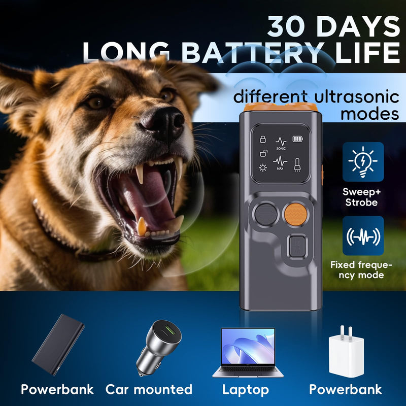 Dog Bark Deterrent Devices, Anti Barking Device for Dogs Barking Silencer Dog Whistle Up to 50ft Stops Bad Behavior Dog Training Tool, 3 Modes & LED Light Ultrasonic Dog Trainer Dog Shock Bark Collar black-orange - PawsPlanet Australia
