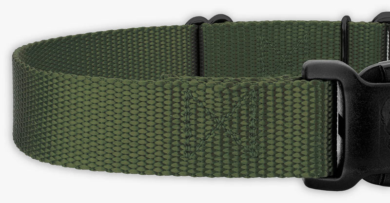 Country Brook Petz Heavy Duty Nylon Adjustable Martingale Dog Collar with Deluxe Buckle for Small Medium Large Breeds - 30+ Vibrant Color Options (1 Inch, Medium, Dark Olive Drab) Medium (Pack of 1) - PawsPlanet Australia