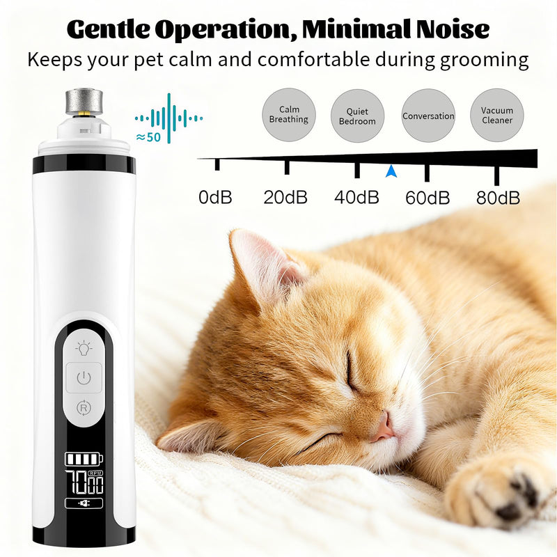 Silent Groom Pro Nail Grinder 2026 Upgraded with 2 LED Light & 3-Speed 2000mah Battery Professional Quiet Painless Paws Grooming & Smoothing for Small Medium Large Dogs and Cats (1+2*Replacement Head) 1+2*Replacement Head - PawsPlanet Australia