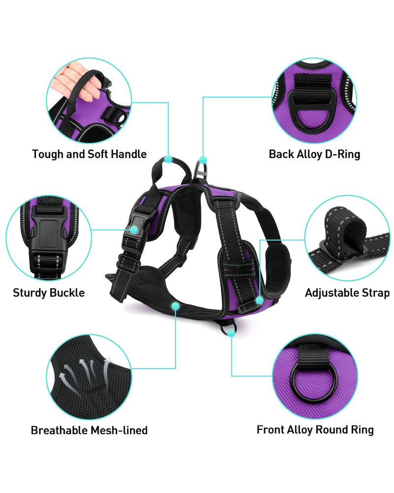 Joytale Dog Harness (Chest: 12-28"), Dog Collar and 6FT x 1" Wide Dog Leash Set, Reflective Neoprene Padded Collar and Leash, and Adjustable Soft Harness with Handle for Dogs - PawsPlanet Australia