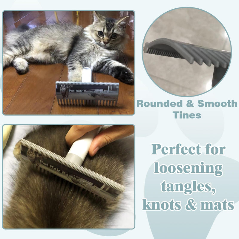2 in 1 Pet Hair Removal Tool, 2 Sizes Serrated Scraper Edges, Portable Pet Hair Remover, Cat Hair Remover for Furniture, Rug Scraper for Pet Hair, Long Tooth Comb for Dog Grooming - PawsPlanet Australia