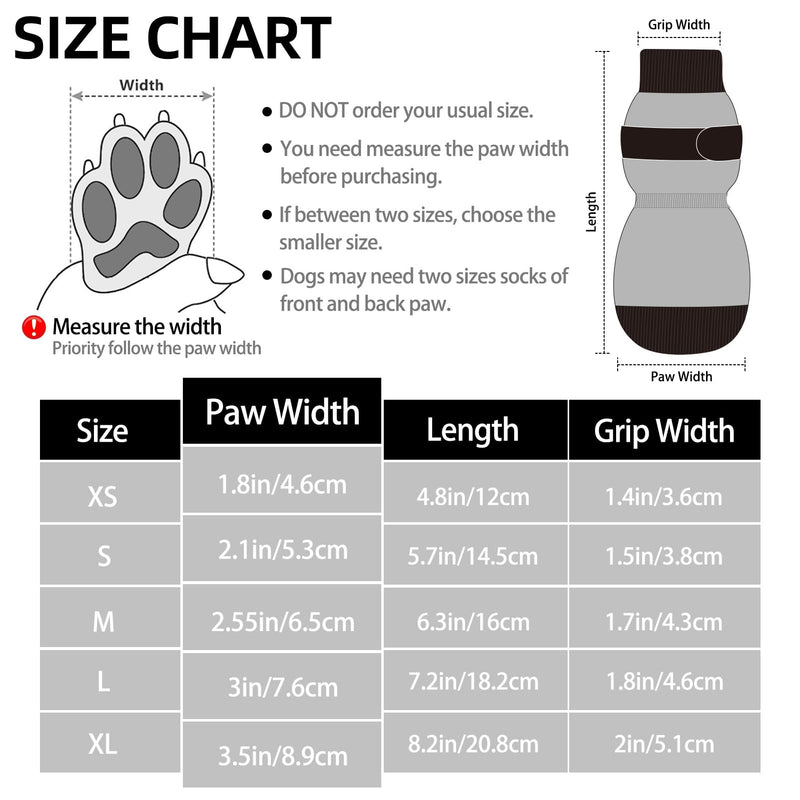 PUPTECK Anti Slip Dog Socks 2 Pairs with Double Grippers for Hardwood Floors, Shoes for Hot/Cold Pavement, Boots & Paws Protectors to Prevent Licking, Traction Booties for Senior Small Large Dogs Medium(2 Pair) Black(Wave) - PawsPlanet Australia