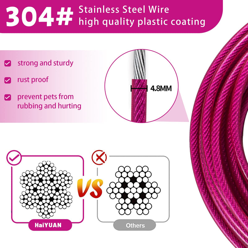 Dog Tie Out Cable 10/15/20/25/30 FT Dog Runner for Yard Steel Wire Dog Cable with Durable Superior Clips Pink Dog Chains Heavy Duty for Outside Hold Large Dogs Up to 165 lbs 20FT - PawsPlanet Australia