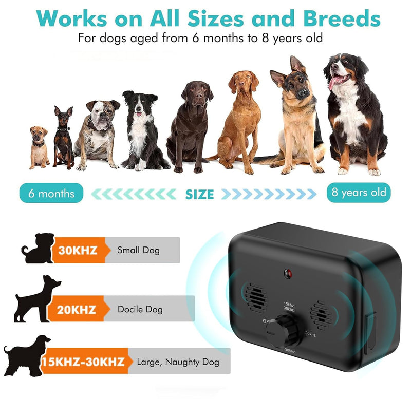 Anti Barking Devices, Auto Dog Bark Control Devices with 3 Modes, Rechargeable Ultrasonic Bark Box Dog Barking Deterrent Devices, Effective Stop Barking Dog Devices for Indoor & Outdoor Use