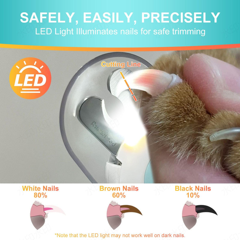 Pet Nail Clippers with Light - Safe Trimming for Cats & Dogs, Illuminates Quick to Prevent Overcutting, Includes Nail File for Thick Nails - PawsPlanet Australia