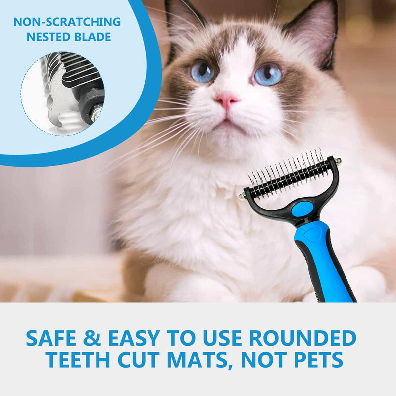 Shudyear Dog Grooming Brush and Metal Comb, Pet Grooming Brush, Cat Brush Deshedder Brush Dogs Shedding Tool for Long matted Haired Pets With steel comb - PawsPlanet Australia