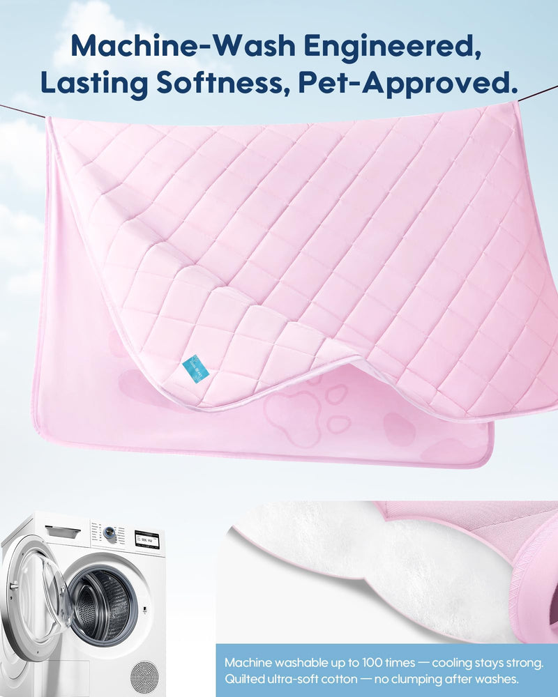 KASBAH Dog Cooling Blanket & Mat, Waterproof Pet Blankets for Couch, Bed and Car Seat, Washable Reversible Dog Blanket Throw (Cool & Warm), Q-MAX >0.5, 40 x 56 Inch Pink 40x56inch - PawsPlanet Australia