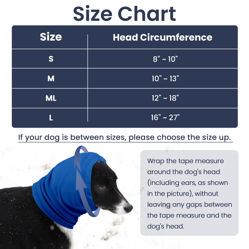 Nanaki Dog Ear Wrap Hematoma-No Shake Ear Wraps for Dogs, 3rd Gen Calming Hoodie, Adjustable Anti-Slip Head Covers Muffs Noise Protection,Fireworks Grooming, Christmas, New Year L(Head Girth:16"-27") Blue