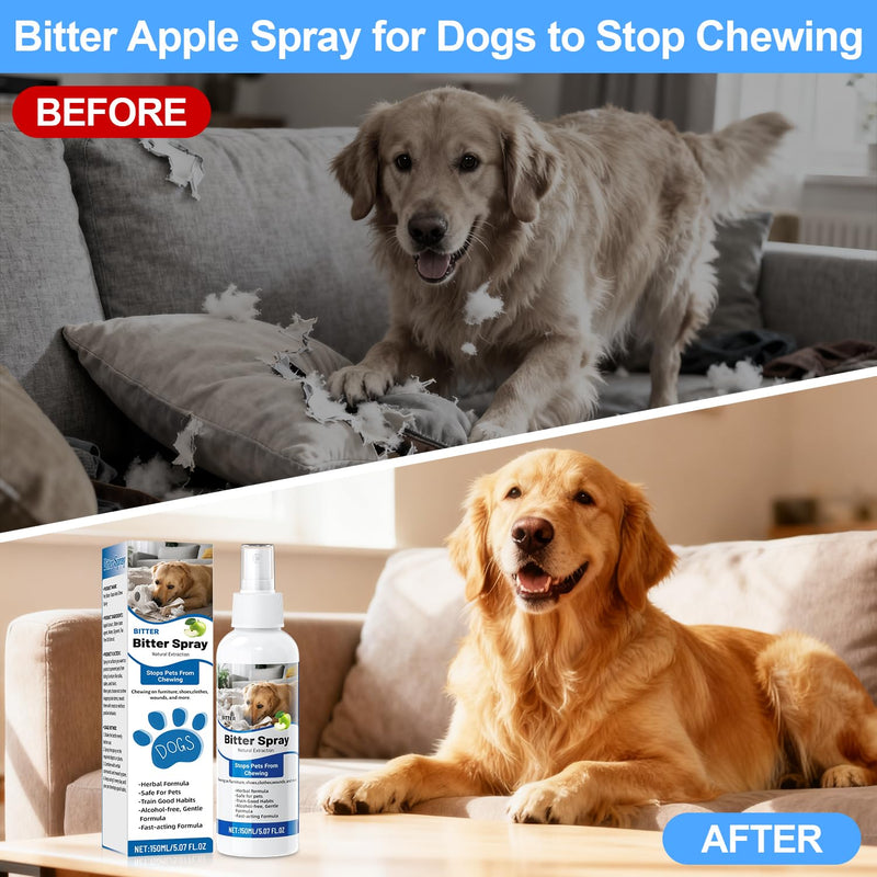 Bitter Apple Spray for Dogs to Stop Chewing | Natural Non-Toxic No Chew Spray for Dogs 150ml, Dog Training & Behavior Aids Chew Deterrent | Stop Licking Wounds | Protect Furniture Shoes - PawsPlanet Australia