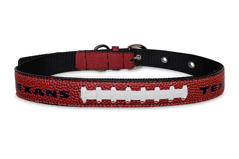 Pets First Tough Leather Pet Collar NFL Houston Texans Premium Dog Collar, Limited Edition, Size Medium. Best & Strongest Heavy-Duty Dog Collar!, Medium (16-20" Long & 1" Wide) (HOU-3081-MD)