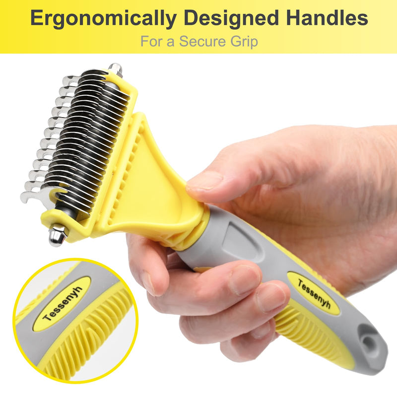 Professional Dog Brush for Shedding, Undercoat Rake for Medium and Long Haired & Double Coated Dogs, Double Sided Design with 12+23 Blades - PawsPlanet Australia