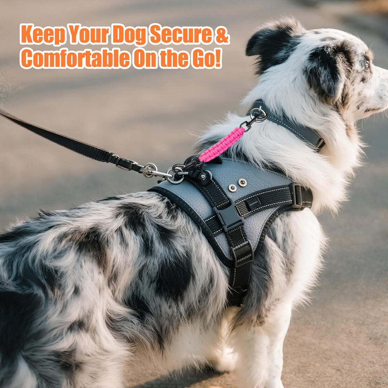 Dog Collar Safety Clip, Collar Companion, Handmade Backup Safety Strap, Double-Ended Clip Leash Connector, Suitable for Dog Harnesses, Prong, Pinch Collars (Pink, 1 Pack) Pink