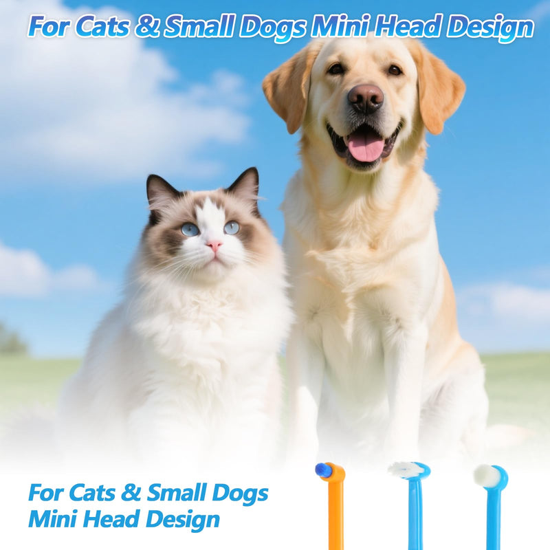 Small Dog Toothbrush Cat Puppy Tooth Brushing Kit Mini Micro Head Teeth Brush Pet Dental Care for Kitten Tiny Pet Doggy Deep Dental Cleaning Easy to Handle Soft Bristles Multi-Angle 3 PCS