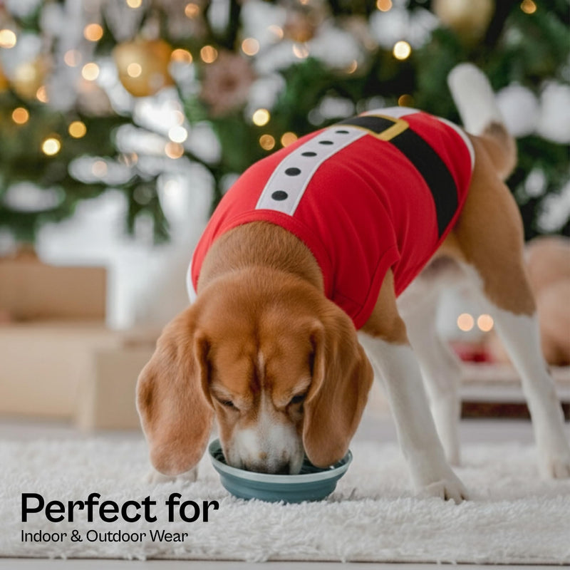 Parisian Pet Dog T-Shirt - Embroidered Santa Outfit - Lightweight Cotton Dog Christmas Outfit - Sleeveless Funny Christmas Pet Clothes - Machine Washable Shirts for Large Dogs - 3XL XXX-Large - PawsPlanet Australia