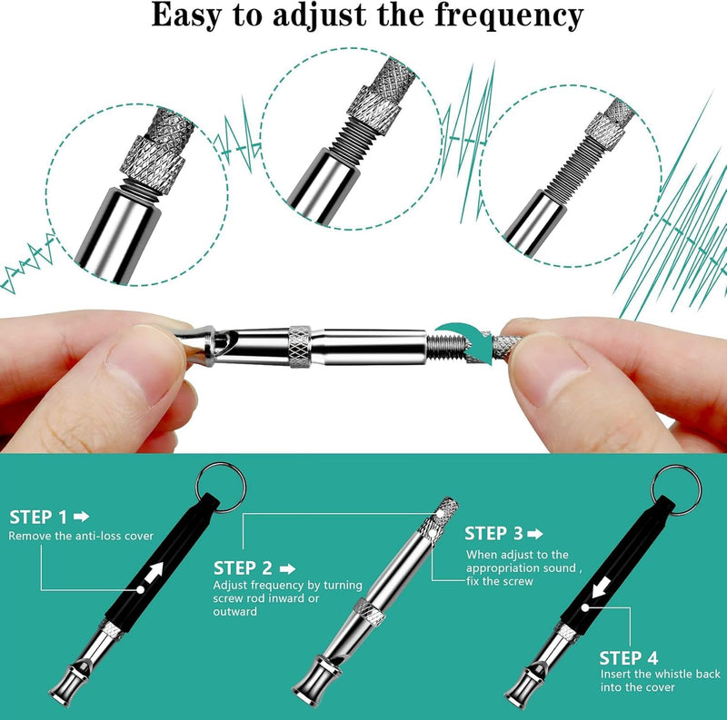 Dog Whistle, Adjustable Dog Training Whistle with Lanyard, Ultrasonic Silent Training Device, to Stop Barking Neighbors Dog - PawsPlanet Australia