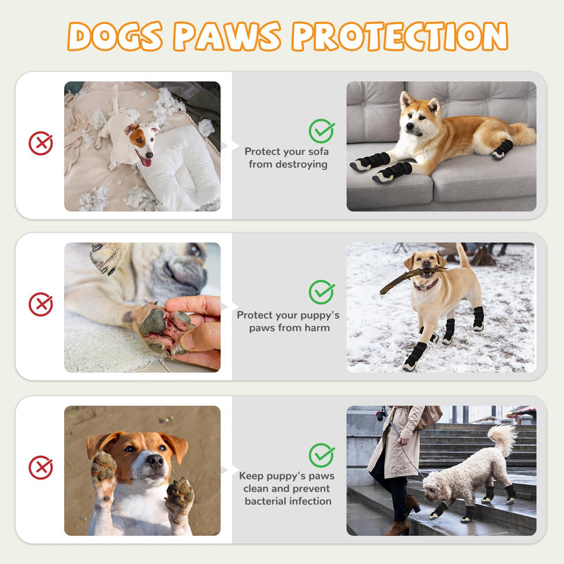 Dog Shoes for Large Small Medium Dogs, Dog Snow Boots Winter, Dog Booties and Paw Protectors to Prevent Licking, Anti-Slip Dog Shoes with Reflective for Hot Pavement,Hardwood Floors, Hiking (Size 1) Thin wool-Black Size 1 (For Width 1.4"-1.6")