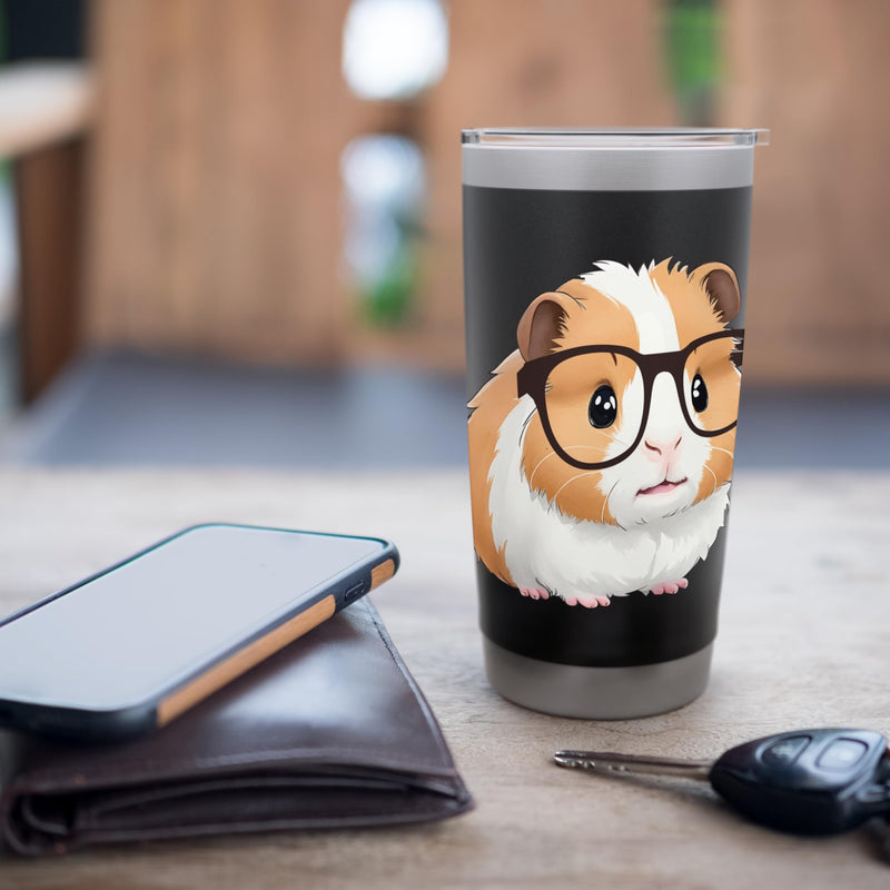 Guinea Pig With Sunglasses - Animal Pet Owner Rodent Lover Stainless Steel Insulated Tumbler Black 20 Ounces - PawsPlanet Australia
