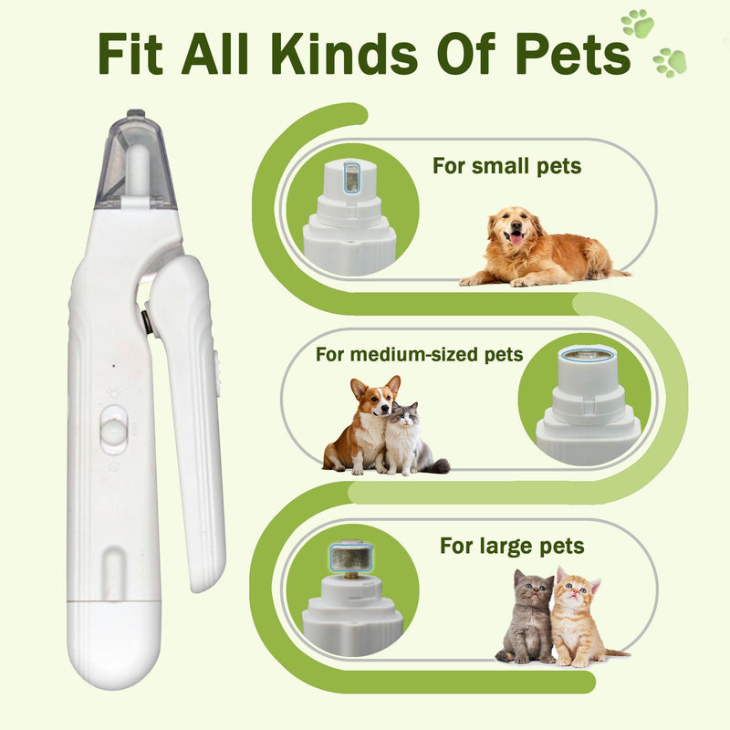 2-in-1 Dog Nail Grinder & Dog Nail Clippers Trimmers for Large Medium Small Dogs Cats Pets Claw Trimmer with LED Lights (Green) Green