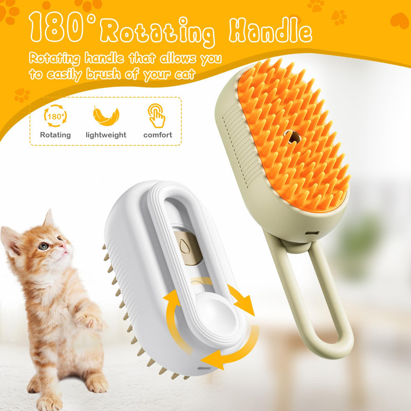 3 In 1 Pet Brush with Steam for Removing Tangled Hair from Dogs and Cats (Khaki) Khaki - PawsPlanet Australia
