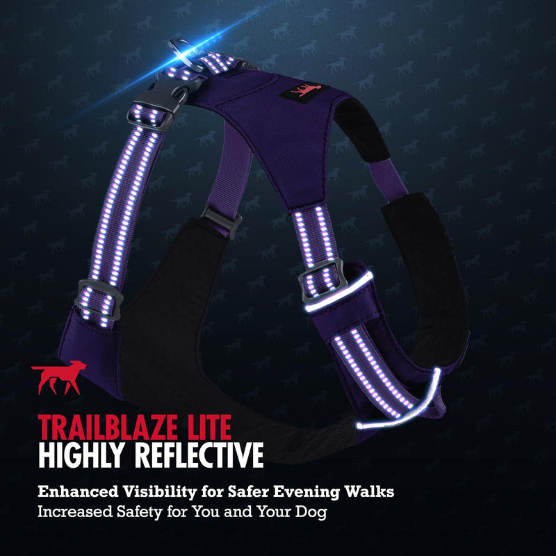 Tuff Pupper All-Day Wear Dog Harness | for Walking, Trail Running, Hiking | Front & Back Leash Clips | Reflective Trim | Easy On/Off Buckles | Lightweight Breathable | No Pull Design (Medium, Purple) Medium Deep Purple - PawsPlanet Australia