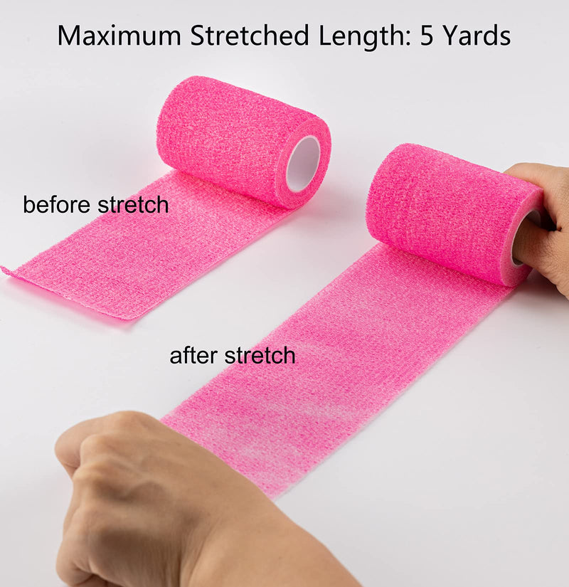 16 Pack Self Adhesive Bandage Wrap 3 inch, Self Sticking Bandage Wrap, Self Adherent for Wrist Ankle Sprains, Vet Wrap for Animals Pet(Pink) Pink - PawsPlanet Australia