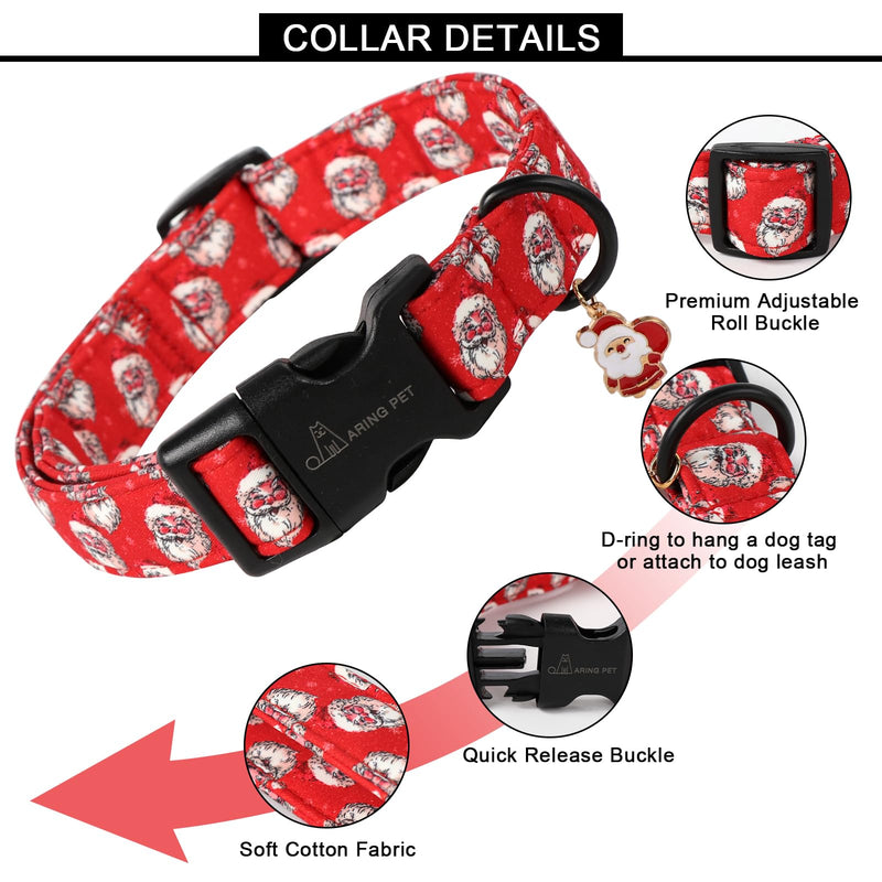 ARING PET Christmas Dog Collar, Cute Red Santa Claus Christmas Pet Collars with Quick Release Buckle for Small Medium Large Girl&Boy Dogs-XS