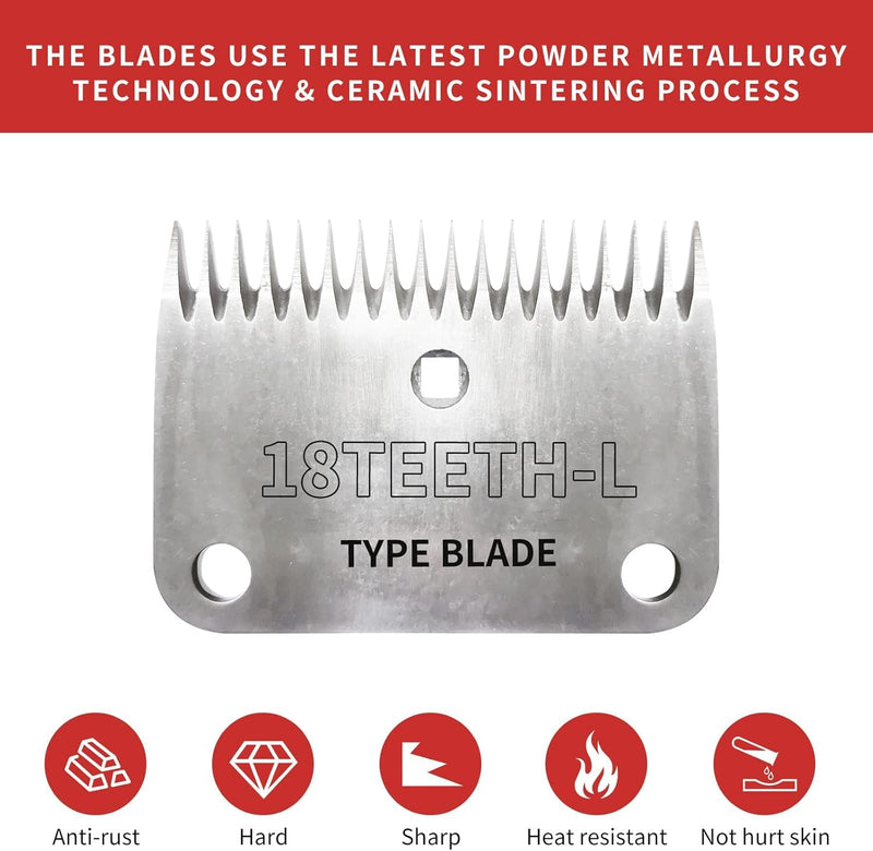 DUCKBOY Horse Clippers Blades, Detachable and Replaceable Blades，Detachable Universal Blades for Professional Horse Grooming Clippers, Top and Bottom, Stainless Steel, 2 PCS with 15 + 18 Teeth - PawsPlanet Australia