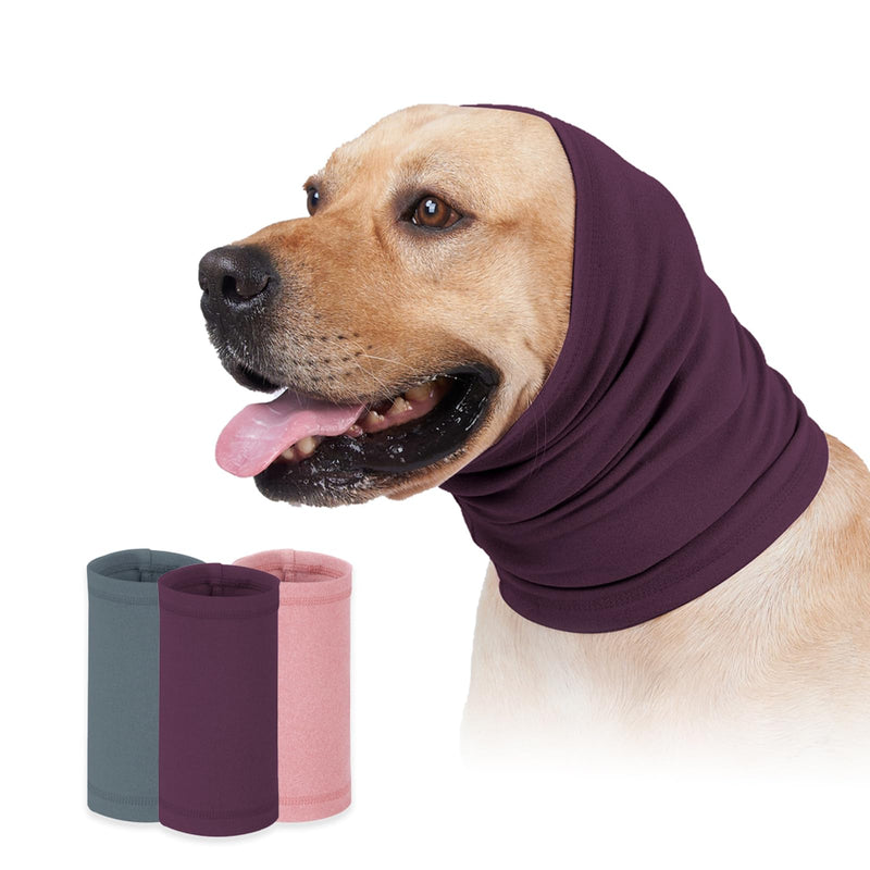 Dog Calming Hoodie Head Wrap,No Shake Anxiety Relief Quiet Thunder Vest for Dogs,Ear Protection Head Muffs for Grooming,Pet Covers for Fireworks,Vet Visits,Bathing,Purple,S