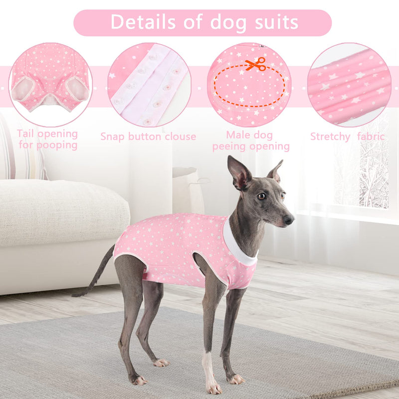 Etdane Dog Recovery Suit for Female Male Dog Onesie for Surgery Dog Surgical Suit After Spayed Dog Neuter Body Suits Fit Small Medium Dog with Pee Hole Pink Star/Small