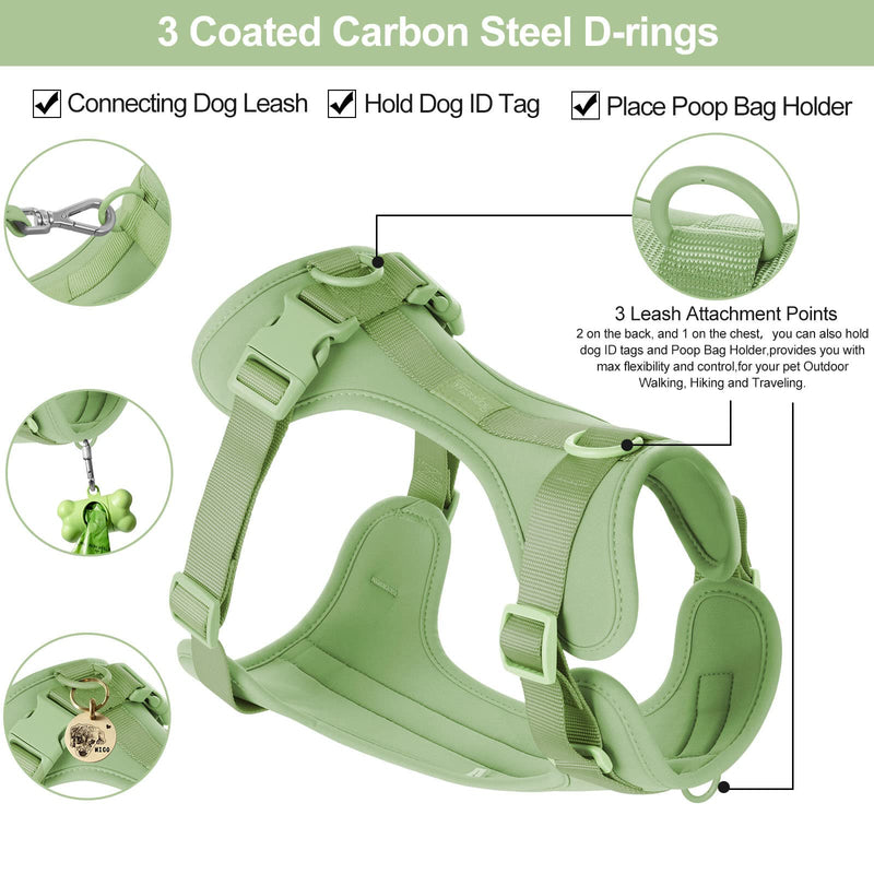 Wisedog No Pull Lightweight Dog Vest Harness with Soft and Comfortable Cushion, Breathable Mesh, for Small Medium Large Dogs Walking S(Neck: 9.84"-14.17";Chest: 14.17"-22.05") Mint Green - PawsPlanet Australia