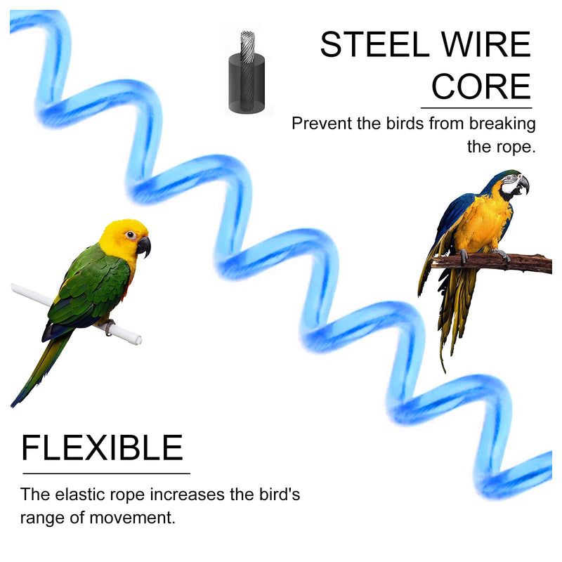 Wishlotus Parrot Flying Rope, 5 Meters Parrot Foot Chain Flying Training Leash Outdoor，Anti-Bite Elastic String Training Harness for Agapornis Fischeri Cockatiels Starling Birds (Green) green - PawsPlanet Australia