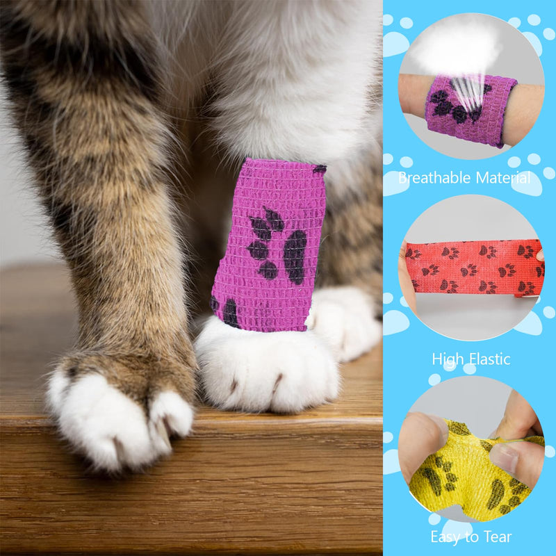 6 Rollen Selbsthaftende Bandage, Selbstklebende Bandage Atmungsaktive Elastische Bandagen für Haustiere, Pet Selbstklebender Verband, für Hund, Pferd, Haustier, Wrap Klebeverband